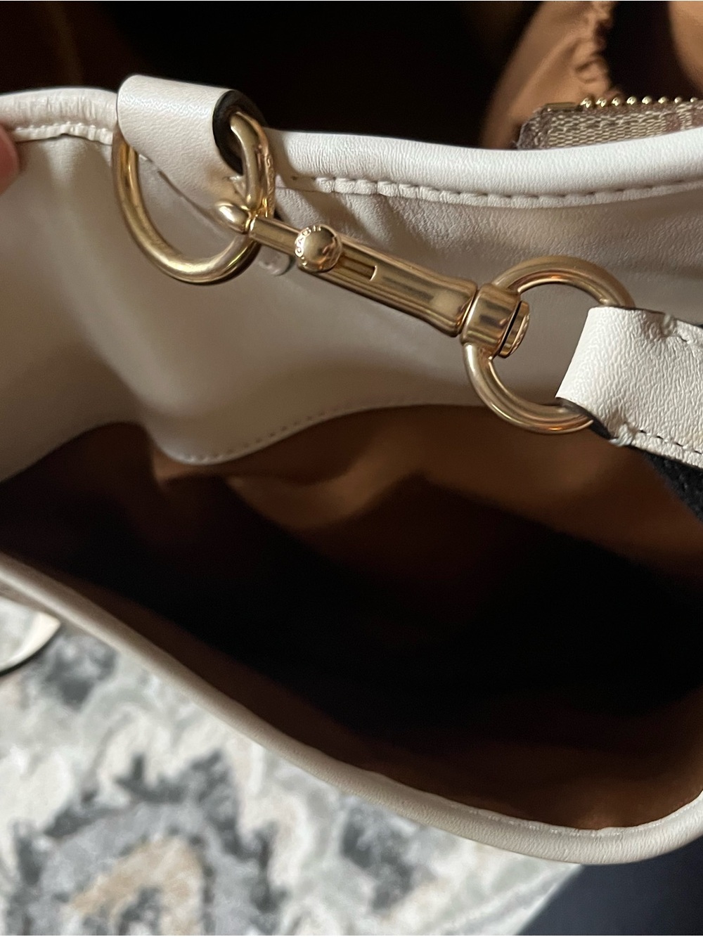 Coach Signature Canvas Tote in Brown with Cream Trim - Picture 4 of 16